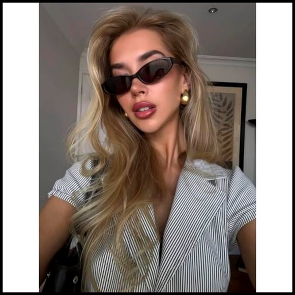Retro Oval Sunglasses 90s Small Cat Eye Lightweight UV Protection main image 5